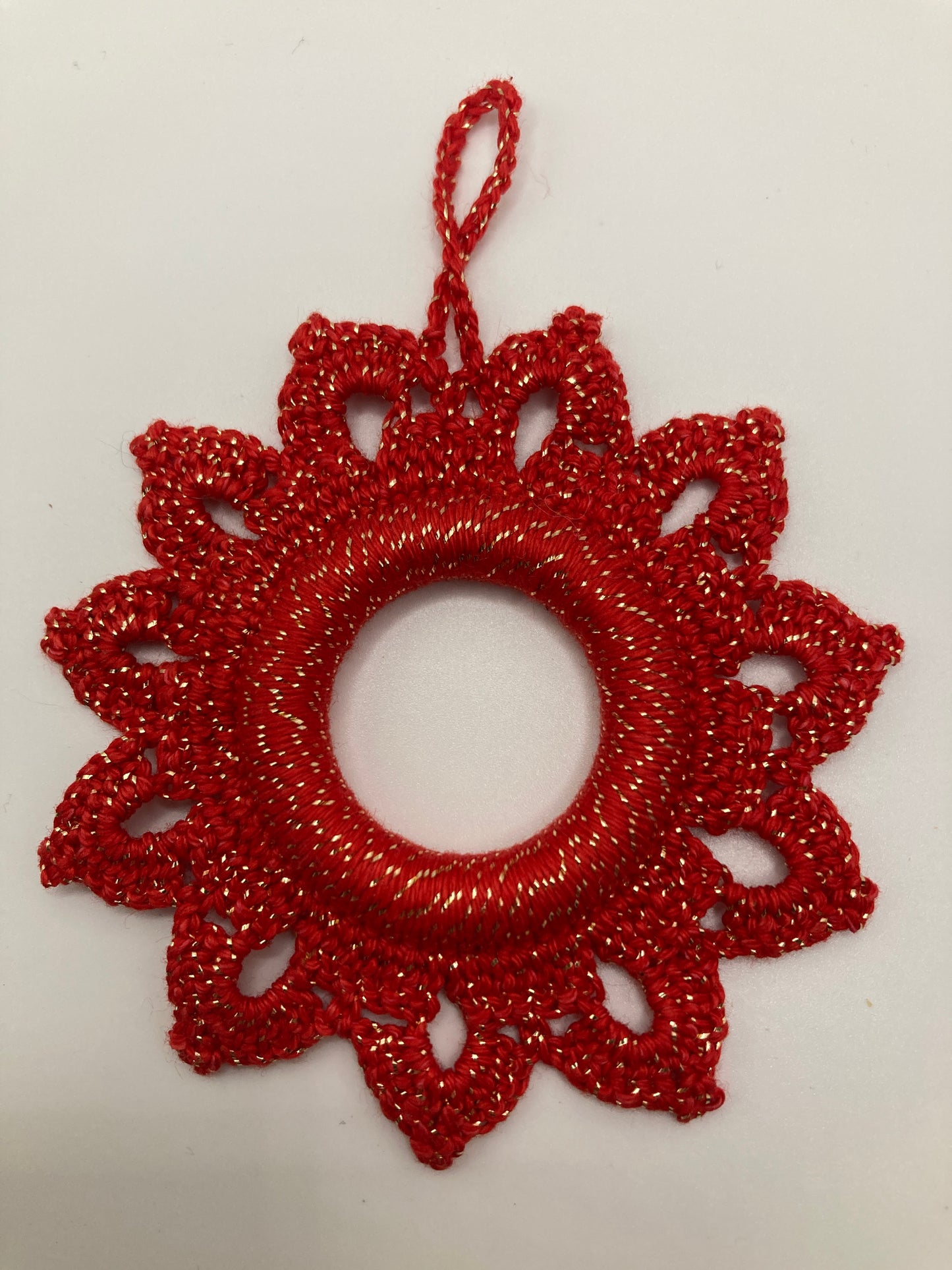 Roter Weihnachtsstern liegend, Rückansicht